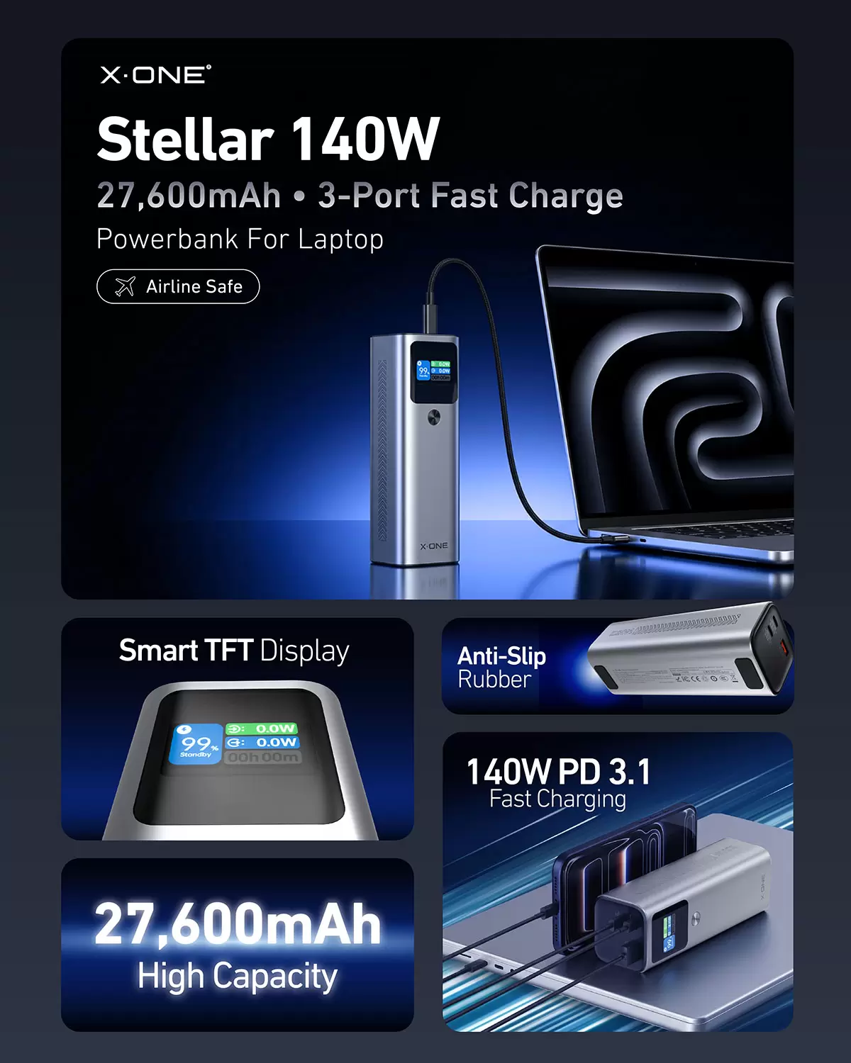 Stellar 140W 27600mAh Powerbank